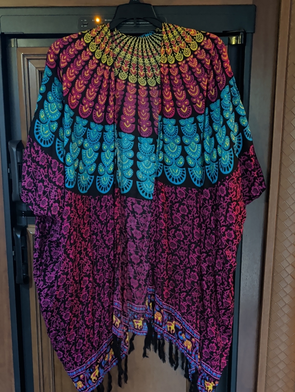 Boho Floral Ombre Crochet-Style Women’s Swim Coverup in Magenta & Teal